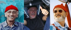   James Cameron, center, emerges from the Deepsea Challenger submersible