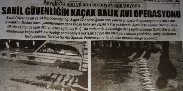 Ayvalık ilçesinde, gece saatlerinde açıldıkları Melina Adası yakınlarında tüp ve