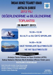 26 MART SALI GÜNÜ DÜZENLENECEK TOPLANTIDA TUR TEKNELERİ İŞLETMELERİNE, SU