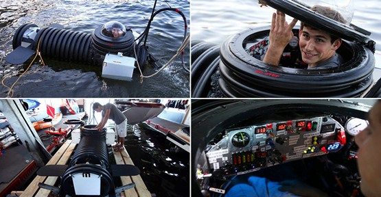 Nautilus adını verdiği 9 metrelik denizaltını test eden genç mucit