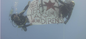 Taksim Gezi Parkı’nda başlayan direnişe bir destek de sualtından geldi.