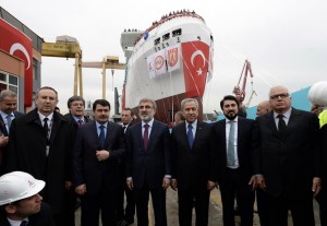 Tuzla’daki İstanbul Tersanesi’nde inşaa edilen jeofizik araştırma gemisi MTA TURKUAZ, Başbakan