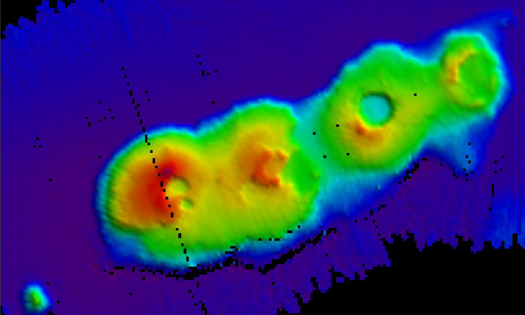 Four enormous underwater volcanoes, thought to be about 50m years