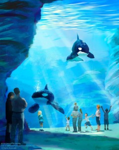 Artists conception of expanded SeaWorld orca tank, underwater view SAN