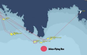 Babakale geçildikten sonra ekranlardan kaybolan Arkas-Flying Box, Tekne Takip Sistemi’nde
