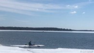 When the ice is no longer sailable. A different kind of iceboat experience on Lake Kegonsa in Wisconsin on March 19, 2019. Photo courtesy of Deb Whitehorse at iceboat.org. Source: sailingscuttlebutt