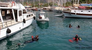 Muğla’nın Fethiye ilçesinde, deniz dibi temizliğinde kıyıya çıkarılan çöpler görenleri