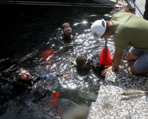Muğla’nın Fethiye ilçesinde düzenlenen deniz dibi temizliğinde kıyıya çıkarılan çöpler
