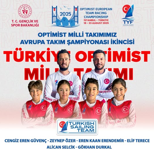 Optimist Milli Takımımız İkinci oldu! 18-23 Ağustos 2025 tarihleri arasında İstanbul’da gerçekleşen 2025 Optimist Avrupa