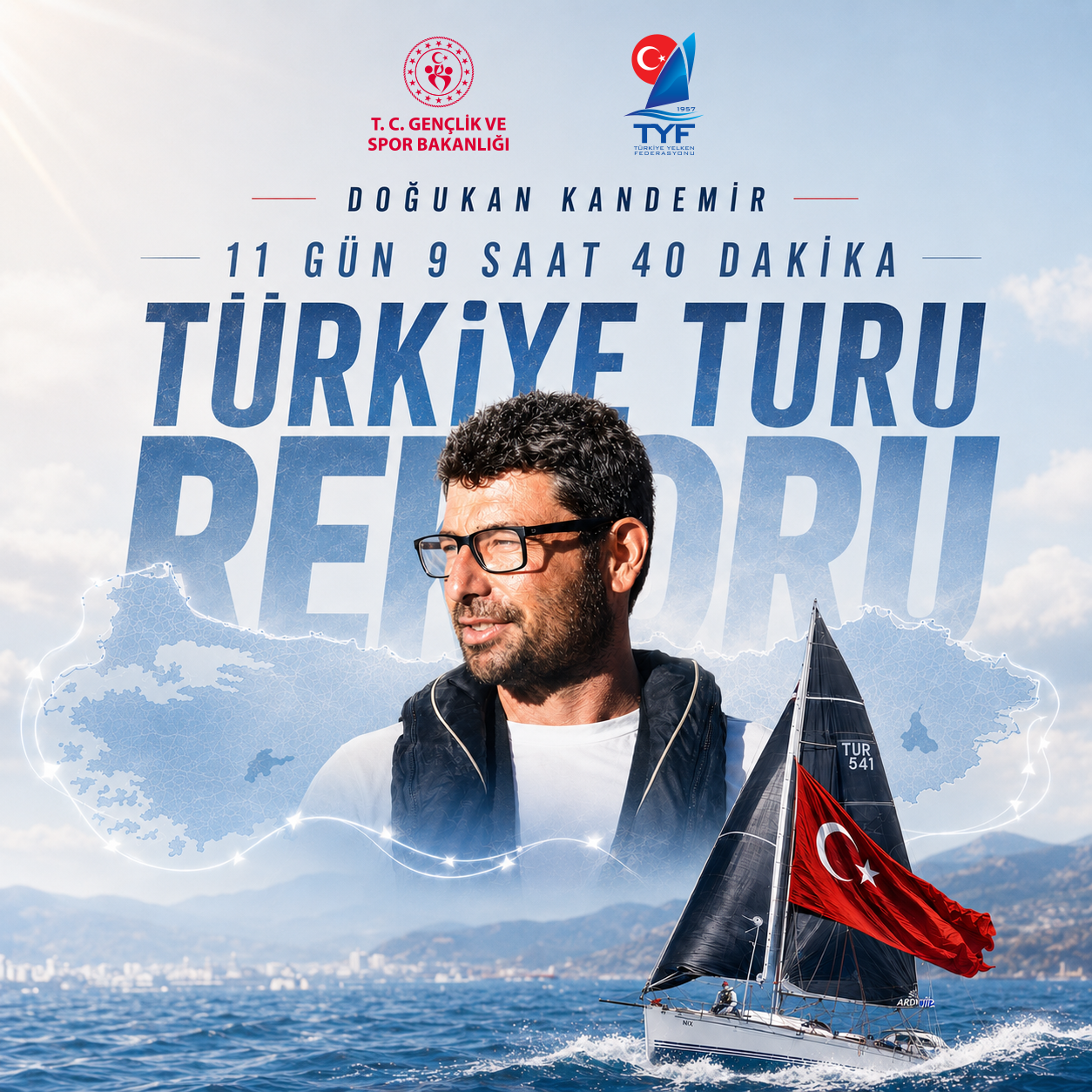 Denizci Doğukan Kandemir , Hopa'dan İskenderun'a uzanan Türkiye Turu rekor