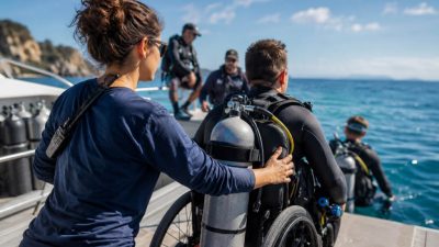 Adaptive diving is built around teamwork, and not everyone who