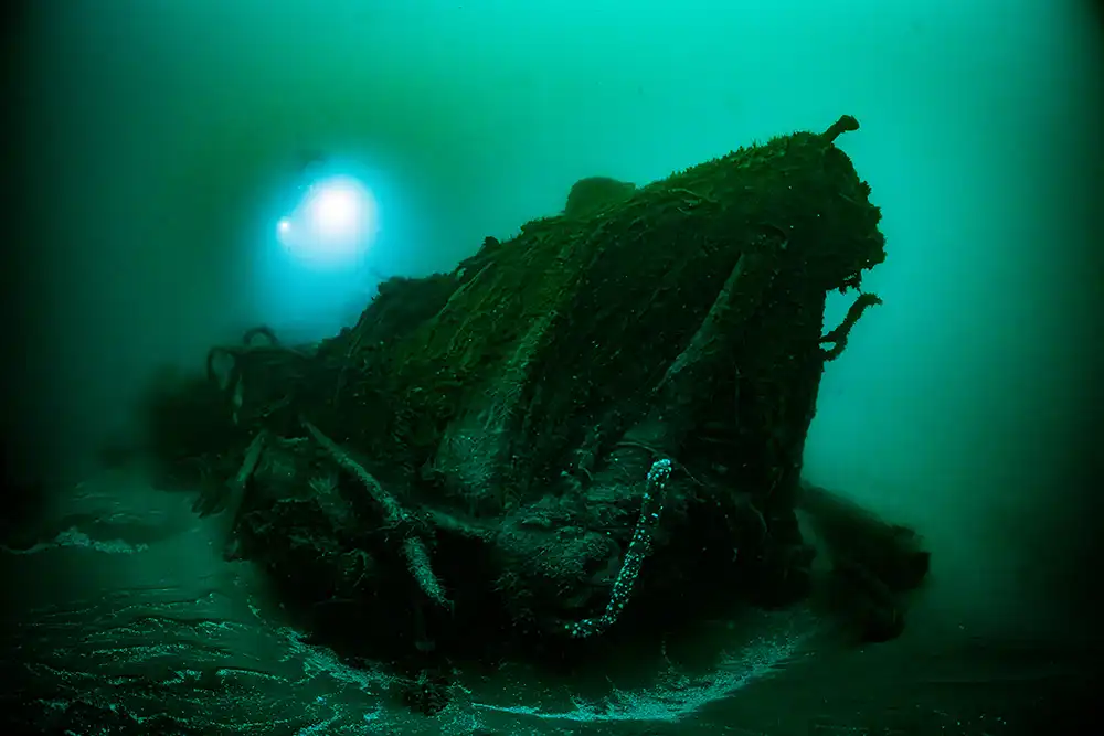 The wreck of Royal Navy destroyer HMS Tiger, lost with