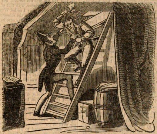 The Pirate Who Hung Over Halifax Harbour Edward Jordan attacking Captain John Stairs with an axe Unknown