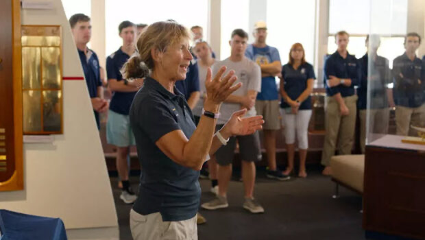 Nancy Haberland, head coach of the Navy offshore sailing team,