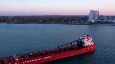 Vessel Grounds in Detroit River En Route to Quebec A