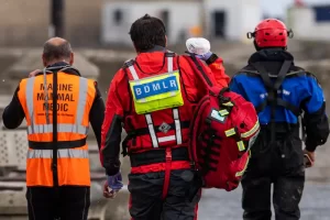 BDMLR volunteers going to help a stranded minke whale near