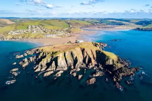 An aerial view over Bigbury-on-Sea (Photo: Shutterstock) By Mark ‘Crowley’