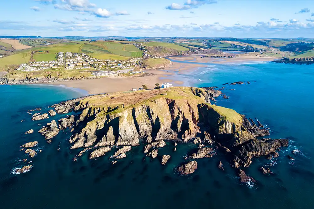 An aerial view over Bigbury-on-Sea (Photo: Shutterstock) By Mark ‘Crowley’