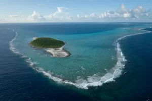 Aerial view of Bikar Atoll, with southern tip and Bikar