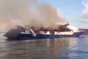 Blue Voyager burning in port near Malé, Maldives The MY