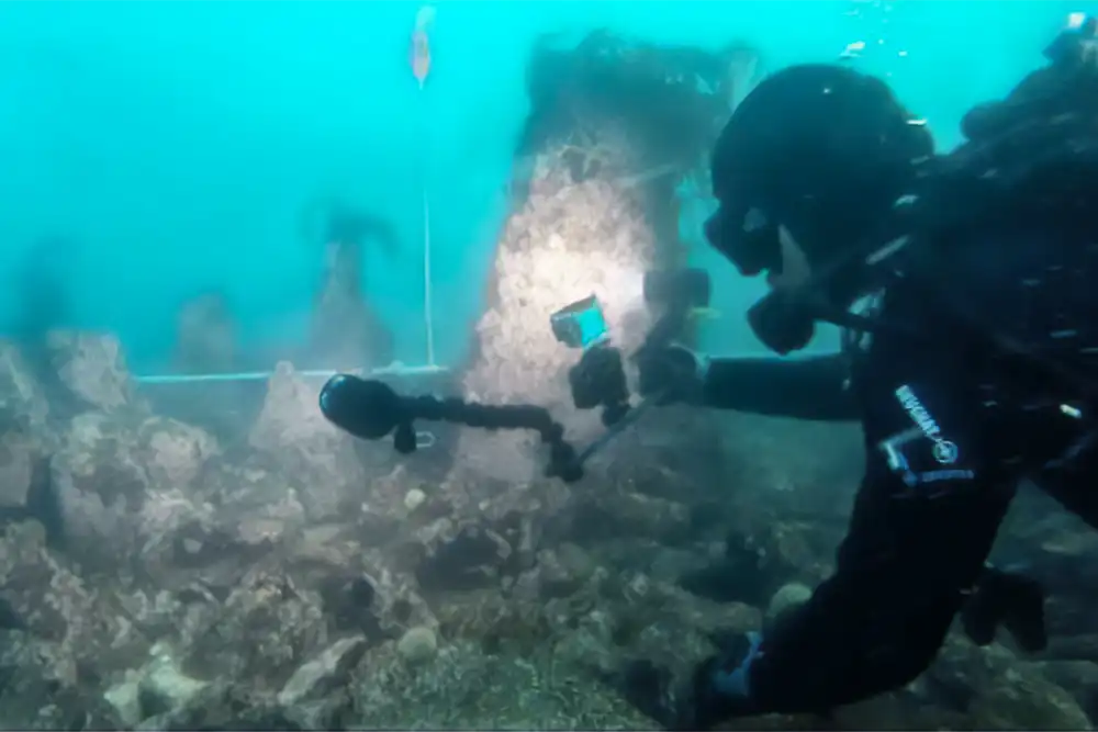 French marine archaeologists have discovered a submerged stone wall more