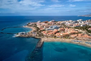 An aerial view over Las Vistas Beach in Arona, Southern
