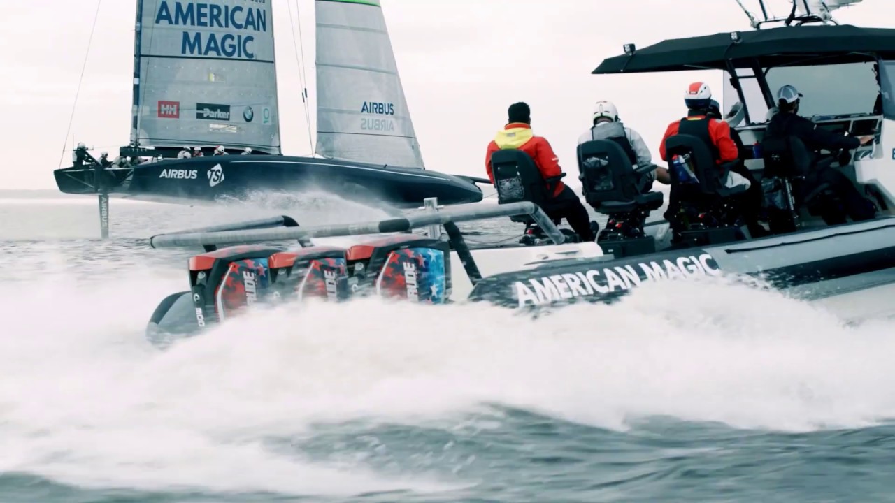 American Magic skipper Terry Hutchinson and helmsman Dean Barker are