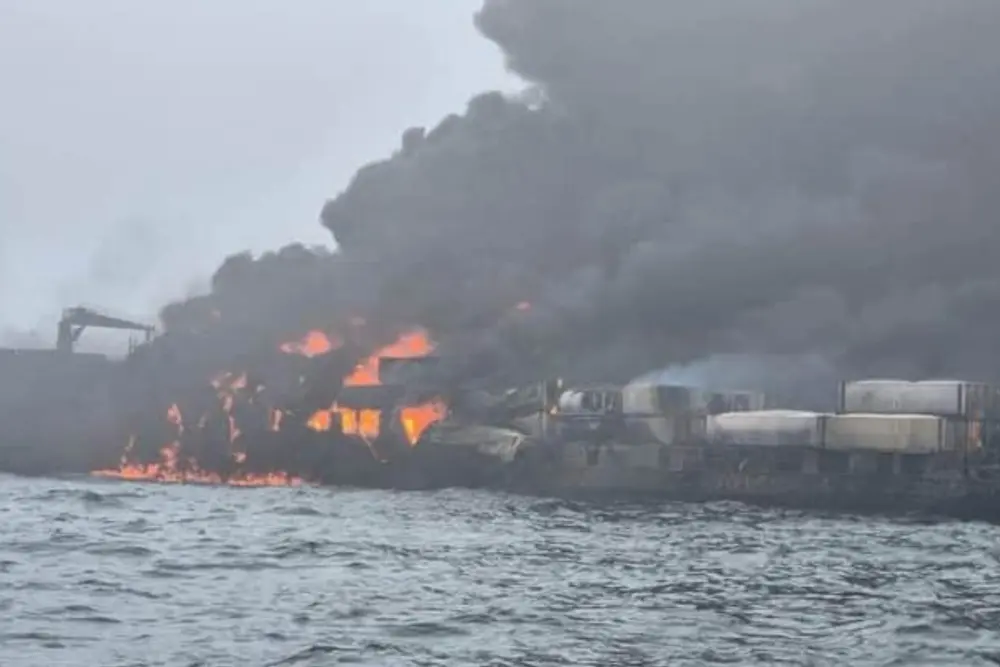 A ‘massive fireball’ was seen engulfing an oil tanker after